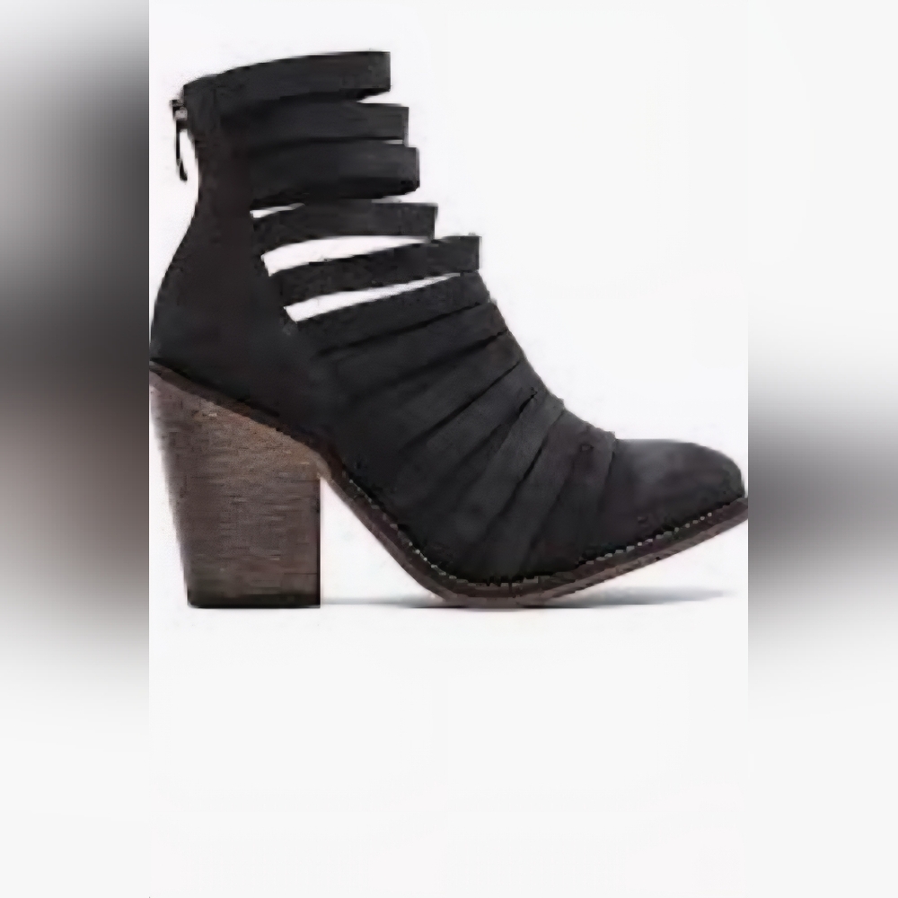 FREE PEOPLE | Strappy Suede Leather Bootie | Boho |Black Ankle Boot | EU 36 US 6 - Picture 2 of 15